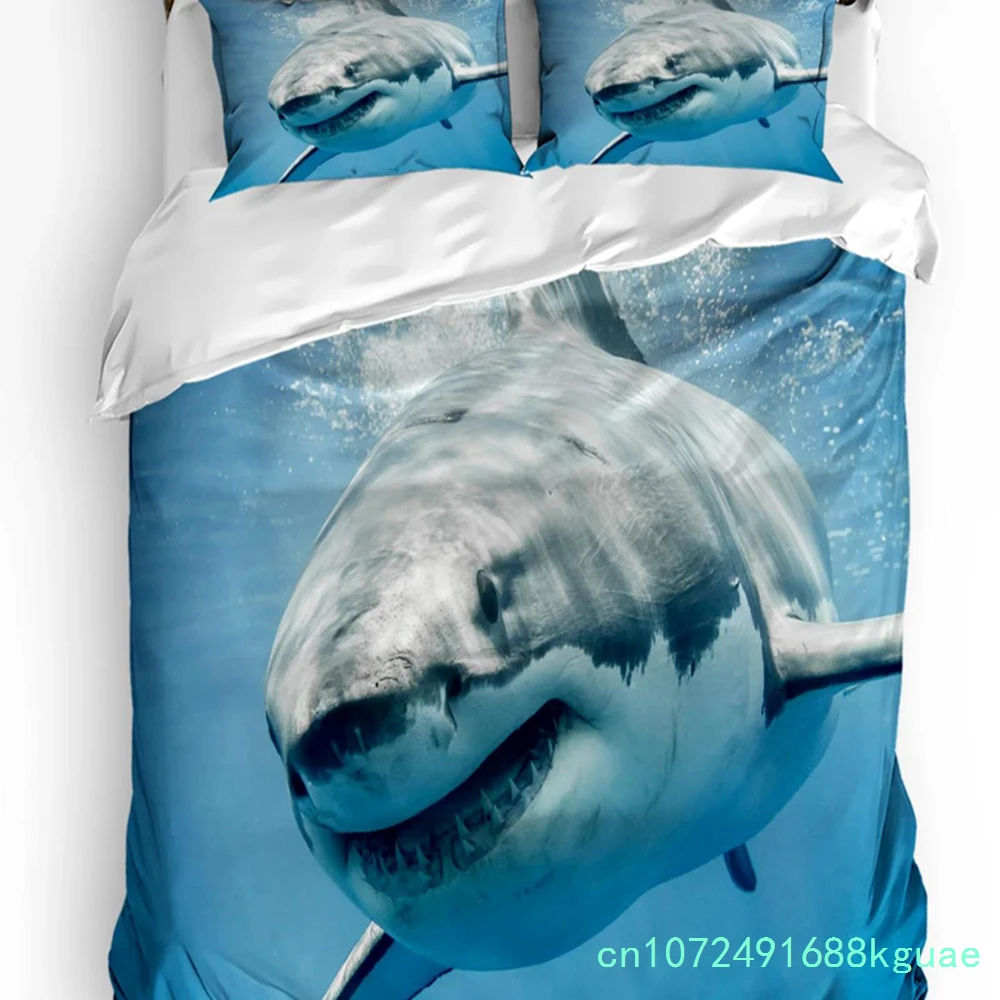 Shark Sea Wavy Teeth Mouth Printed Comfort Duvet Cover Pillow Case Home Textile Quilt Cover Boy Kid Teen Girl 3pcs Bedding Set