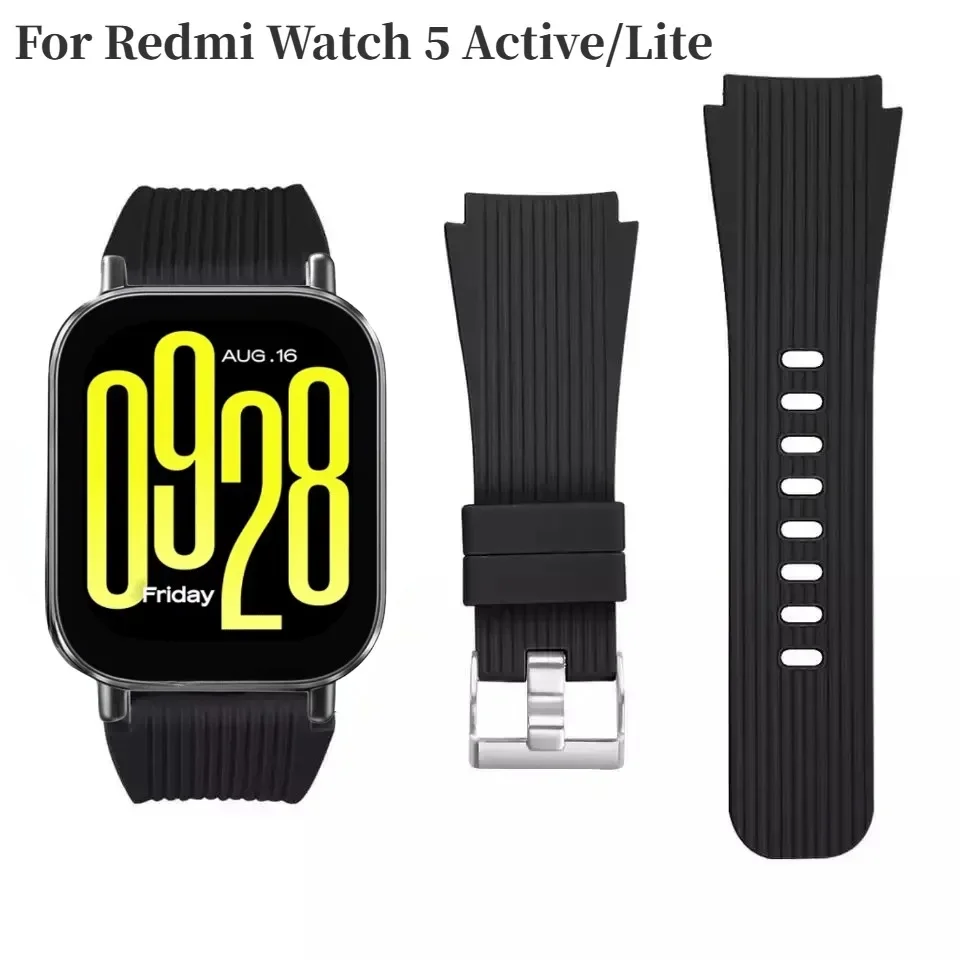 Pulseira de silicone macio para redmi watch 5 acessórios respiráveis ativos para redmi watch 5 lite/5 pulseira de substituição de cinto ativo