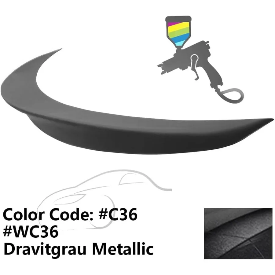 سبويلر صندوق السيارة متوافق مع 20122018 BMW F30 3 Series نمط الأداء المطلي C36 WC36 Dravitgrau المعدني ABS الخلفي L