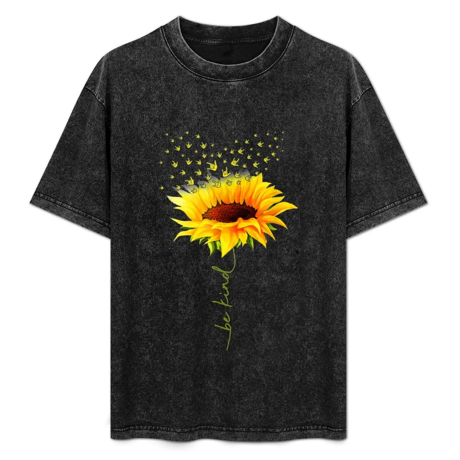 

Be Kind Hippie Sunflower I Love You Deaf ASL Sign Language T-Shirt Sport Basic Moisture Wicking Tee
