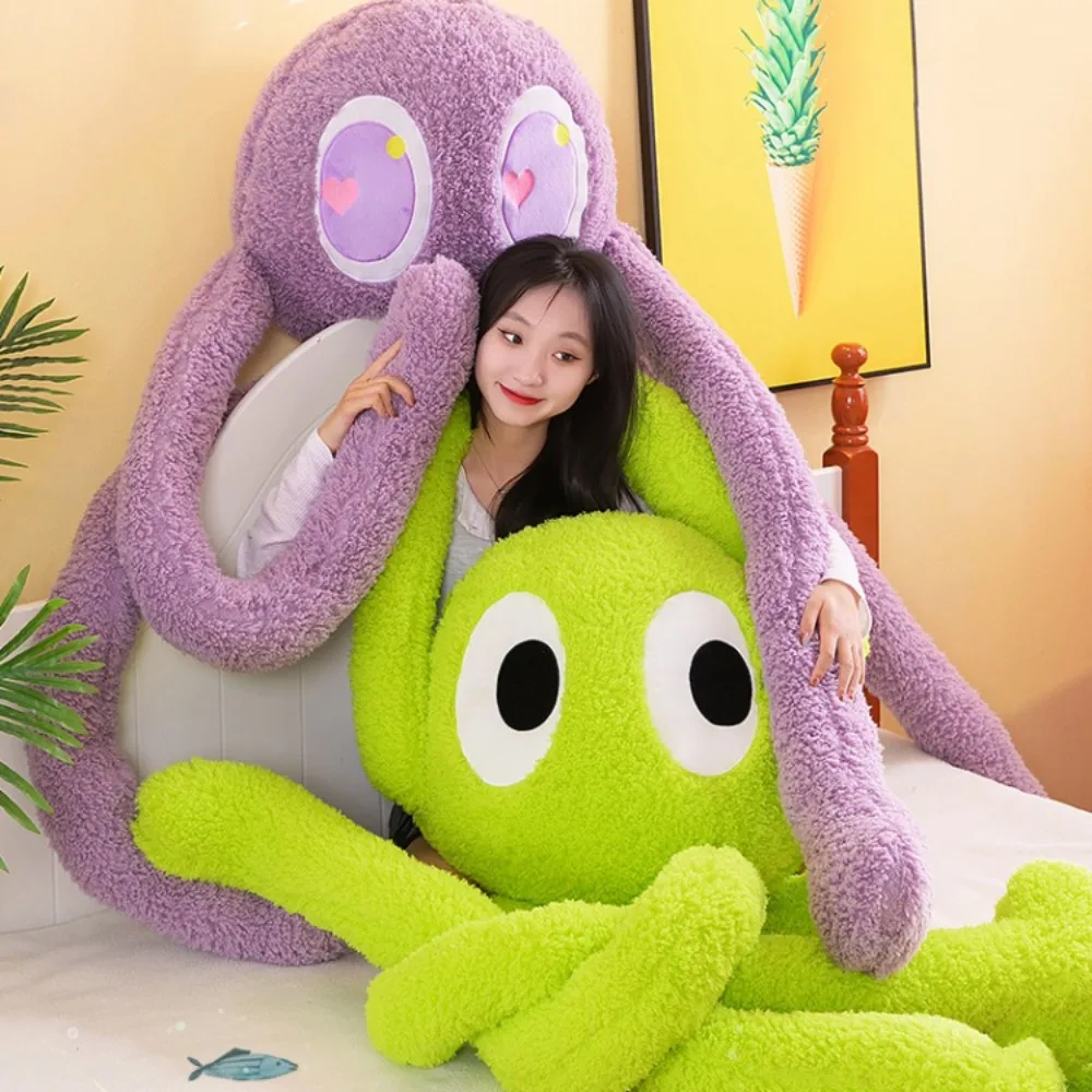 Pulpo de 200cm de pierna larga, muñeco de peluche de pulpo, verde, morado, almohada de felpa de pulpo de pierna larga, juguetes de peluche de pulpo Kawaii grande