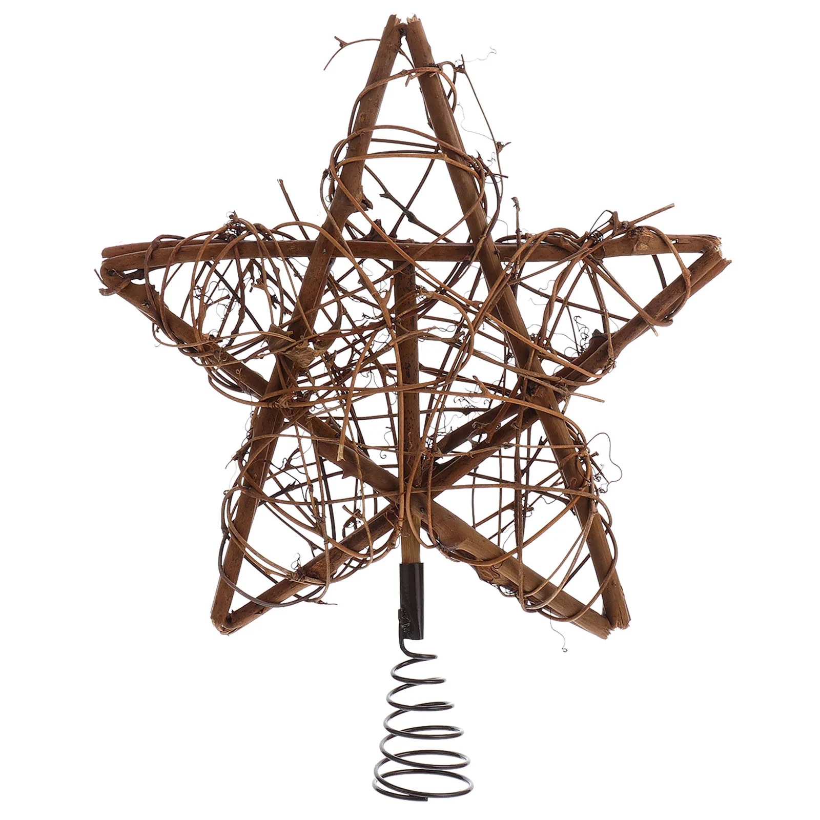 

Christmas Rattan Vine Star Treetop Christmas Tree Ornament with Spring Support multiuse Floral Wreath Hoop Christmas party decor