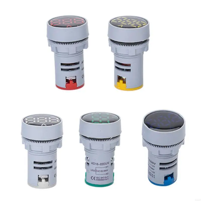 Chỉ báo đồng hồ đo điện áp tròn 652F 24-500V 22mm Bảng điều khiển kỹ thuật số Vôn kế công cụ