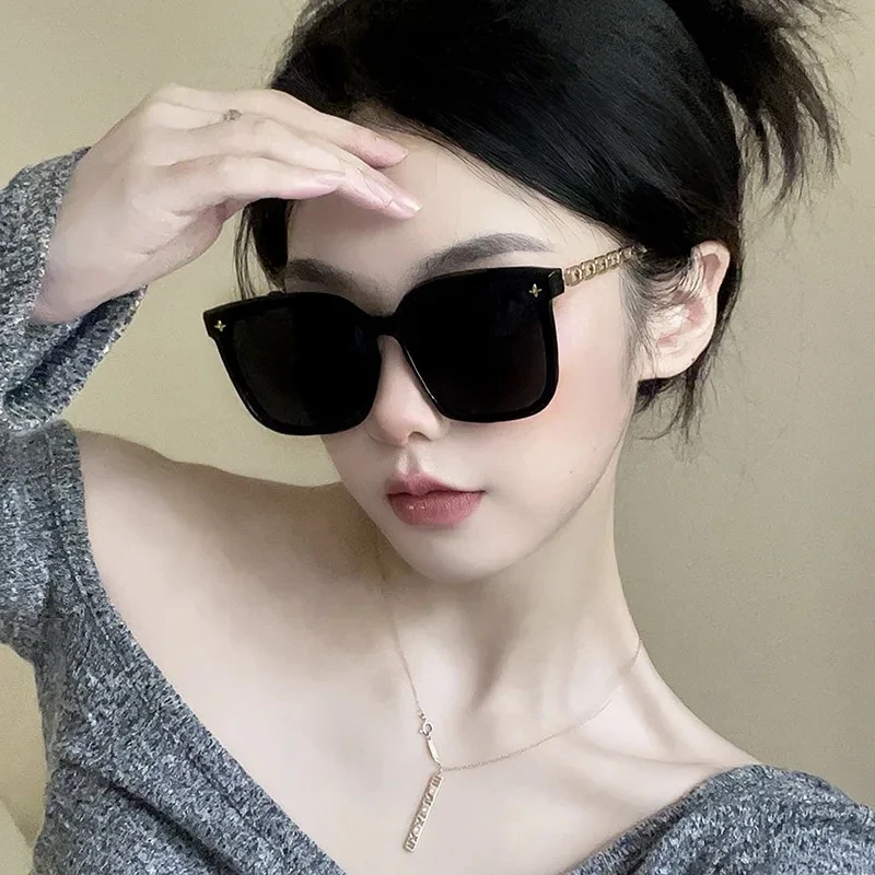 Square Sunglasses for Woman 2023 Vintage Big Frame Black Mirror Sun Glasses Shading Polarizer Sexy Female Travel Eyewear Uv400