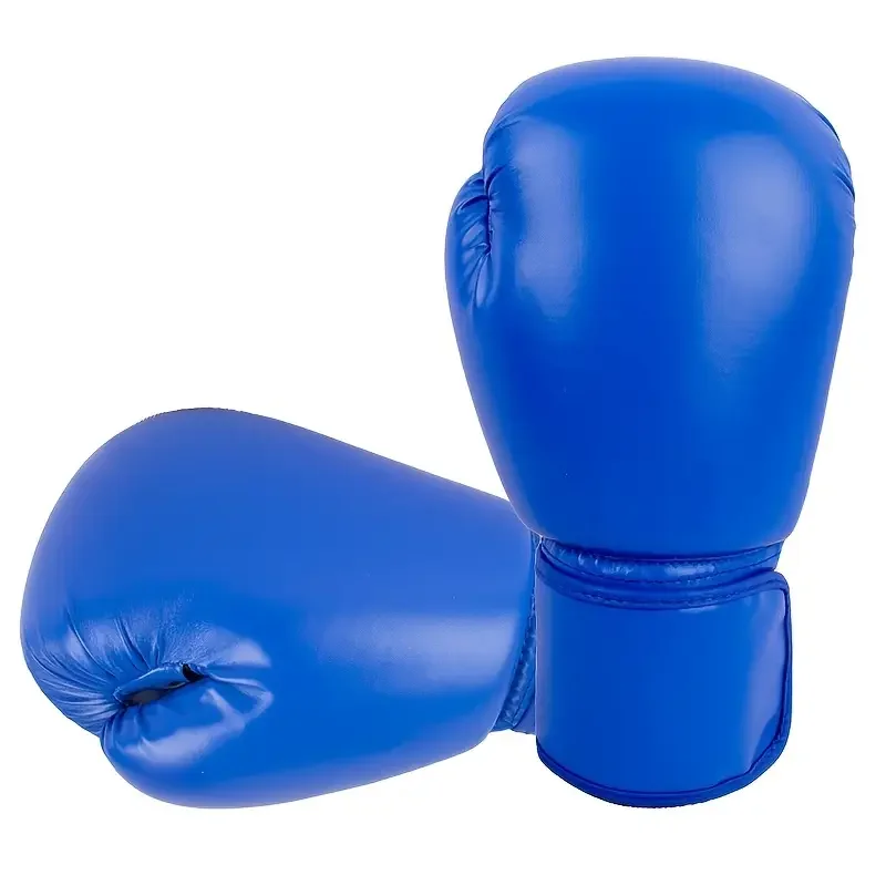 2pcs Adult Breathable Boxing Gloves With Foam Sponge For Outdoor Sports Sanda Taekwondo Training, 10oz Blue