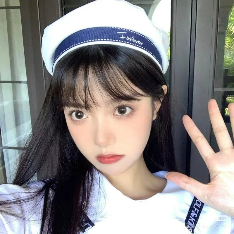Womens French Beret Nautical Sailor Hat JK Japanese Style Adjustable Flat Vintage Cap Hats Streetwear Headwear Accessories Gifts