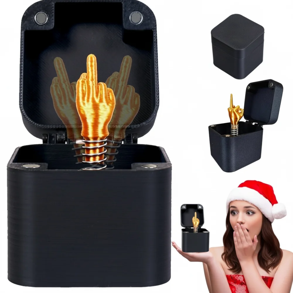 Christmas Interesting Prank Gift Middle Finger In Box Christmas Box Funny Creative Gifts Office Desk Decoration Home Decoration
