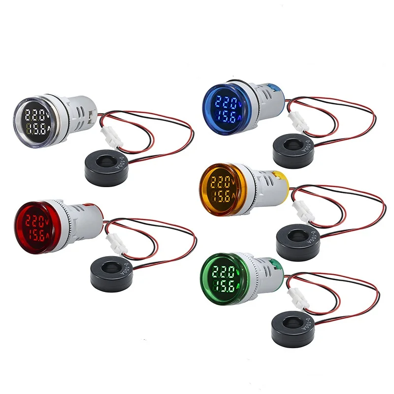 

1 шт. 22 мм AD16-22DVA круглый светодиодный двойной дисплей вольт амперметр вольтметр 60-500 В амперметр цифровой ток напряжения ампер контрольная лампа