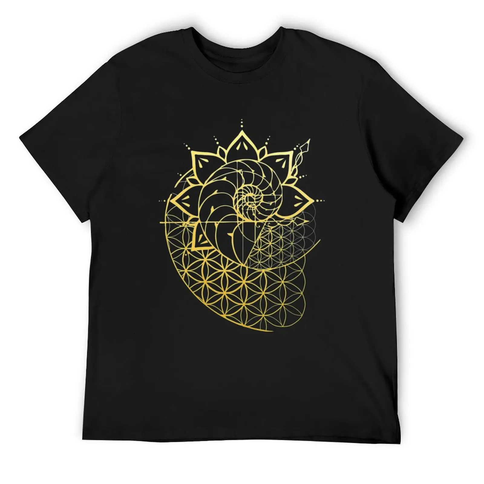 Ammonite Mandala gold, Fibonacci T-Shirt sublime plus size clothes street wear t shirts men