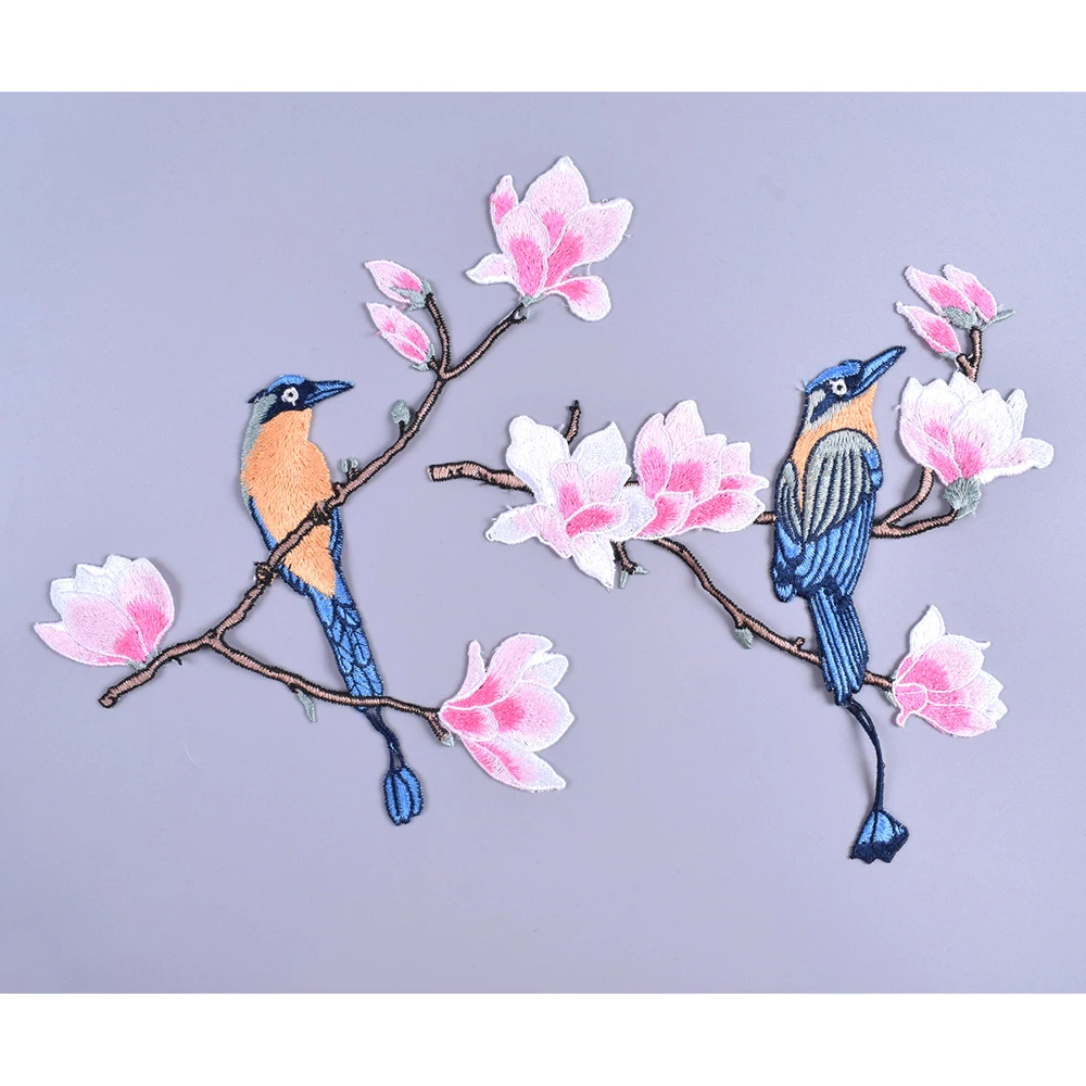 2Pcs/Set New 3D Craft Sewing Embroidered Sew On Applique Patch Birds DIY Clothes Accessories