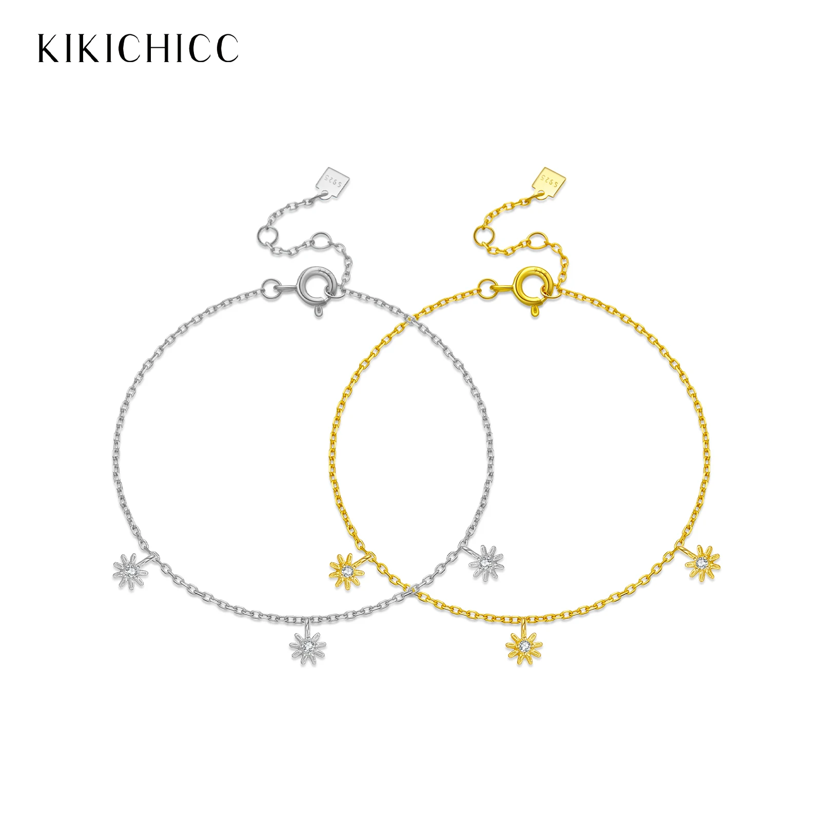 KIKICHICC النساء 925 فضة الشمس شكل قلادة تشيكوسلوفاكيا الزركون سوار سلسلة 2024 الزفاف موضة فاخرة غرامة هدية مجوهرات