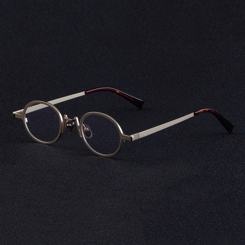Vintage Literary Optical Glasses frame Gold Black Silver Oval Eyewear Stainless Punk Eyeglasses image 5