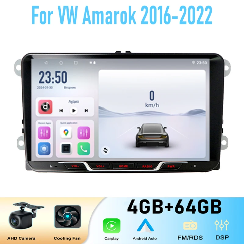 

9'' For VW Amarok 2016-2022 GPS 64GB Car Radio Wireless Android 15 Head Unit Carplay Intelligent System Navi WIFI BT Google Map