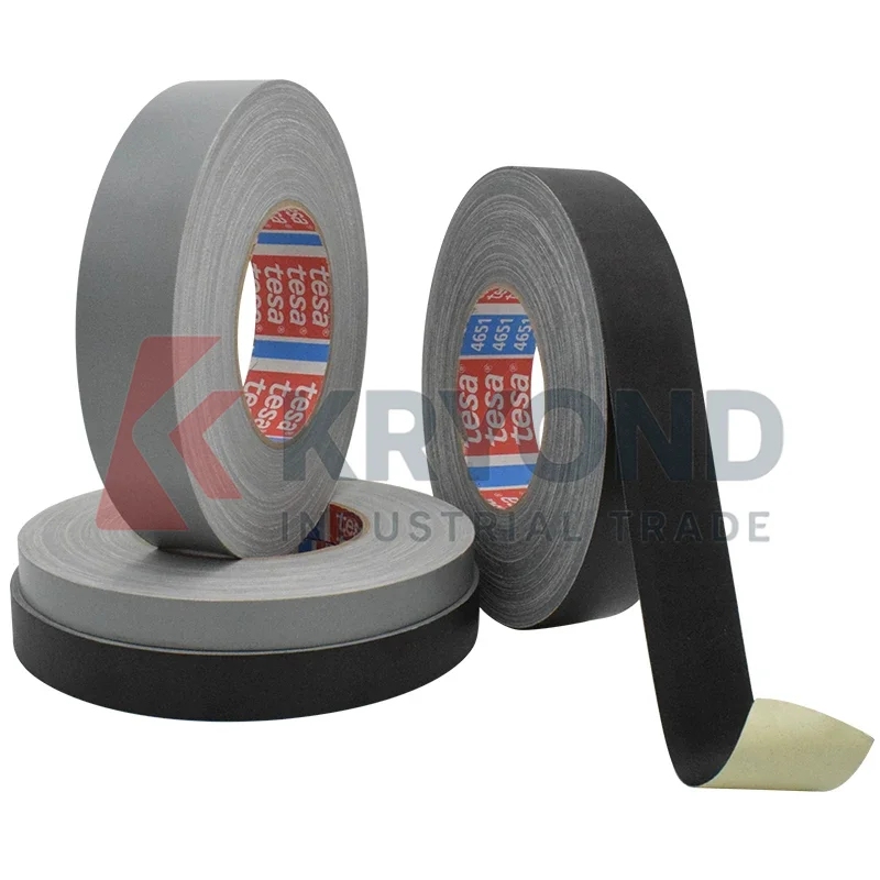 Tesa 4651 High Tack Acrylic Coated Cloth Tape Black Gray Automotive Body Paint Masking Sandblast Hole Cover Roll 10-100mm X 50m