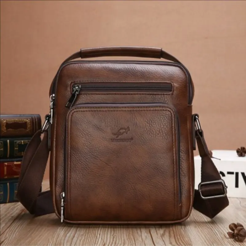 New Luxury Brand Vintage Messenger Bag Men Leather Shoulder Bags Business Casual Brown Top-handle Crossbody Bags For Men Handbag