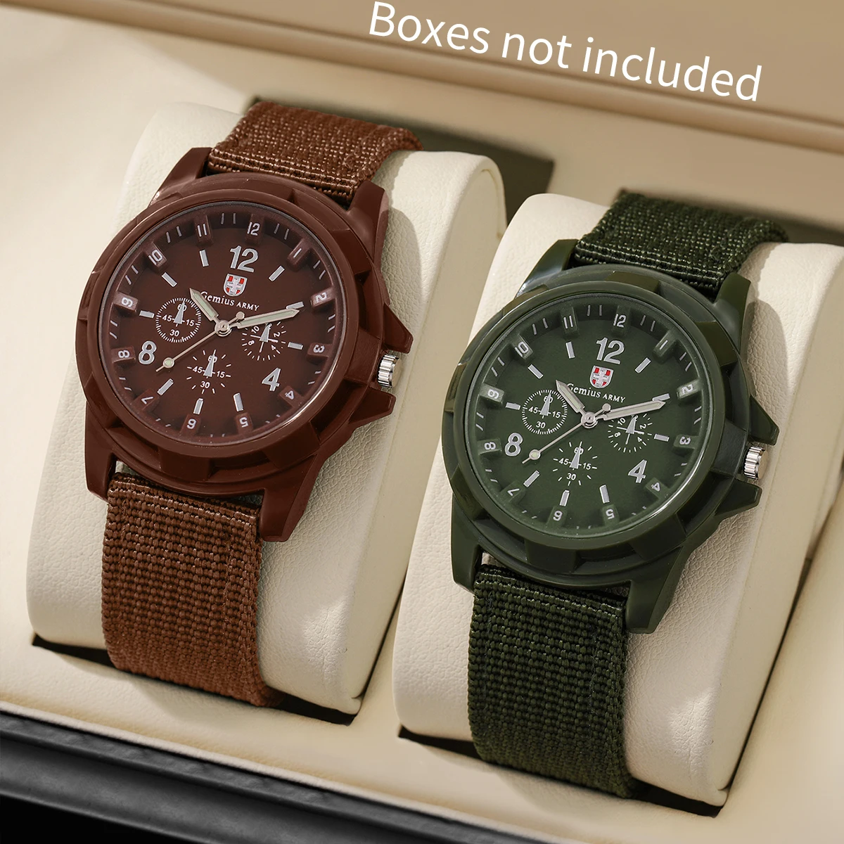 2PCs/Set Men's Retro Watch Combination Set Trendy Countryside Style Nylon Quartz Watch Men's Exquisite Business Watch(No Box)