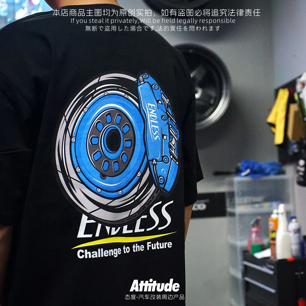 Japanese JDM modified car Endless brake print heavyweight cotton short-sleeved T-shirt 2026 Summer Fashion T-shirt New
