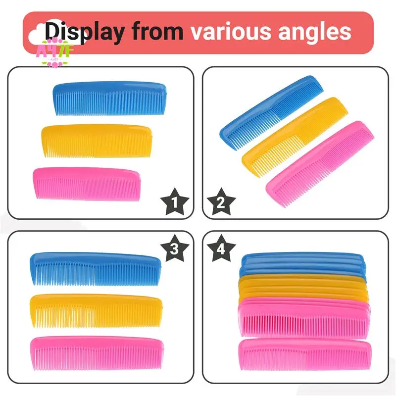 

A47F-12 Pieces Colorful Hair Combs Set For Kids Women Men Colorful Plastic Fine Dressing Comb (Pink, Yellow, Blue)