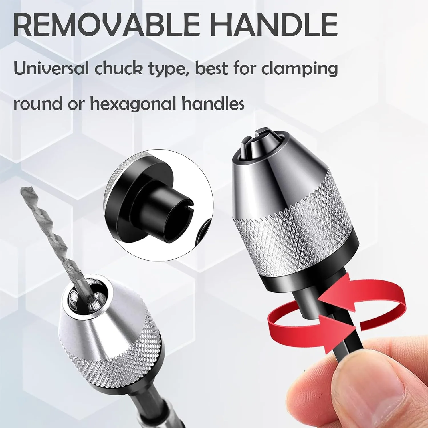 4Pcs Keyless Drill Chuck Adapter 0.3-6.5mm and 0.3-3.6mm 1/4 Hex Shank Drill Bit for Cordless Screwdriver and Power Drills view 2