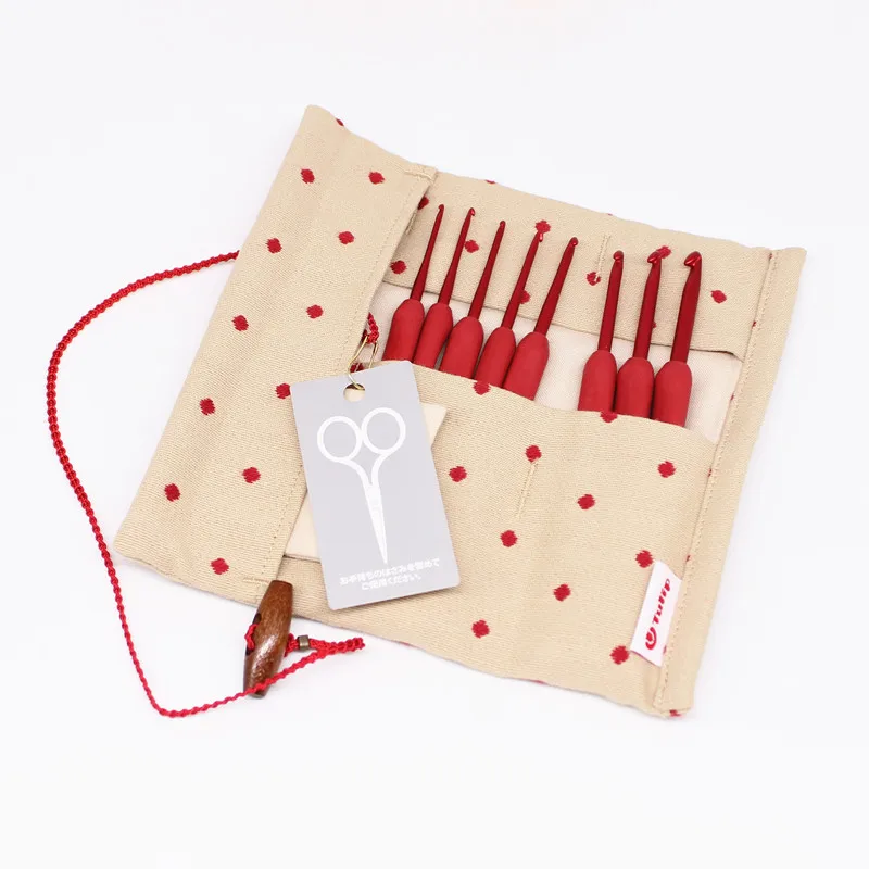 Original Tulip Etimo Red Crochet Hook Set Crochet Needle Kit Tulip Set Knitting Hook Set Crochet Needles Set TED-001