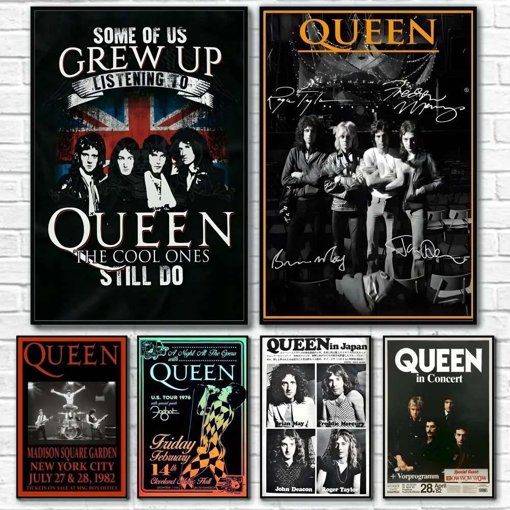 

Q-Queen Band Rock And Roll Poster Sticky Wall Art Printing Waterproof Home Living Bed Room Bar Aesthetic Decor