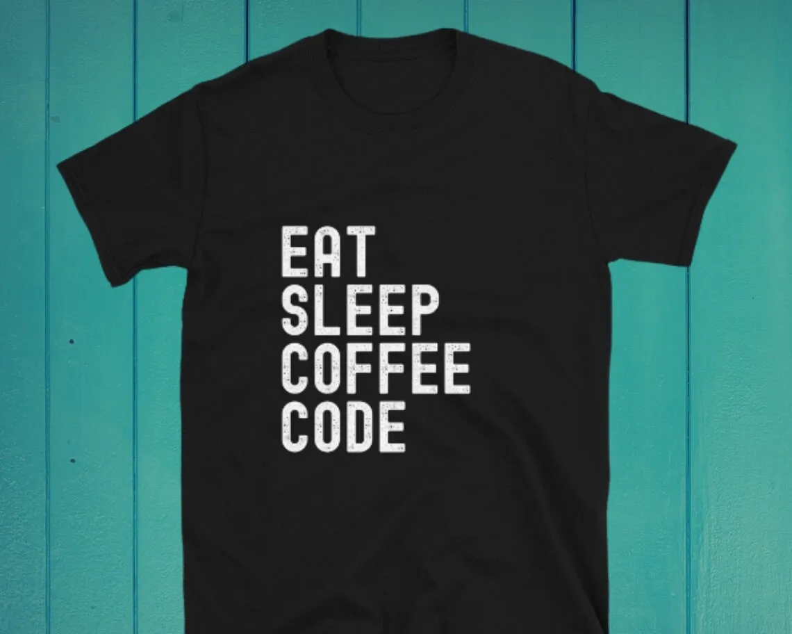 Кодировочная футболка с надписью «Eat Sleep»