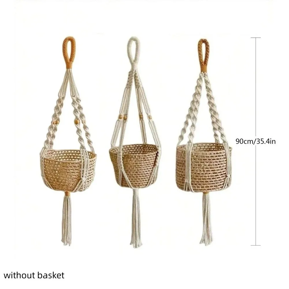 with Handmade Tassels Macrame Plant Hanger Net Cotton Rope Knotted Lifting Rope Flower Pots Wall Hanging Plant Pot Holder Indoor