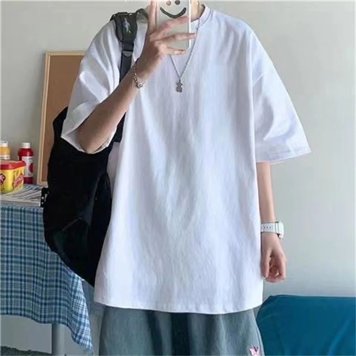 Fashion Solid Polyester T-shirts For Men Basic Tee Casual T shirt Oversized Tops Quality Unisex Short Tshirts Tees Men Clothing
