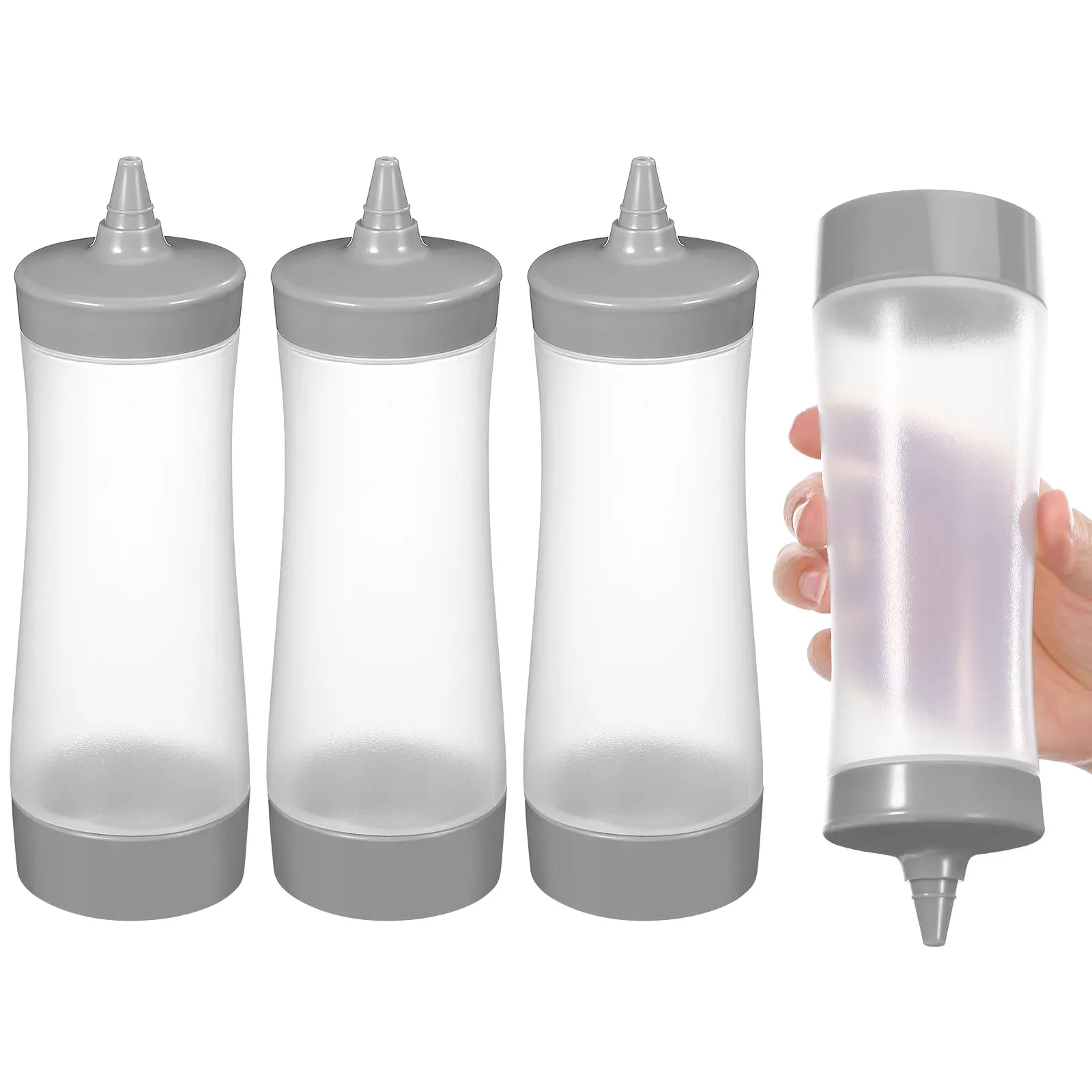 4Pcs Squeeze Bottle Kitchen Sauce Dispensers Food Grade Plastic Condiment Bottles Bbq Salad Mustard Ketchup Squeeze Bottle