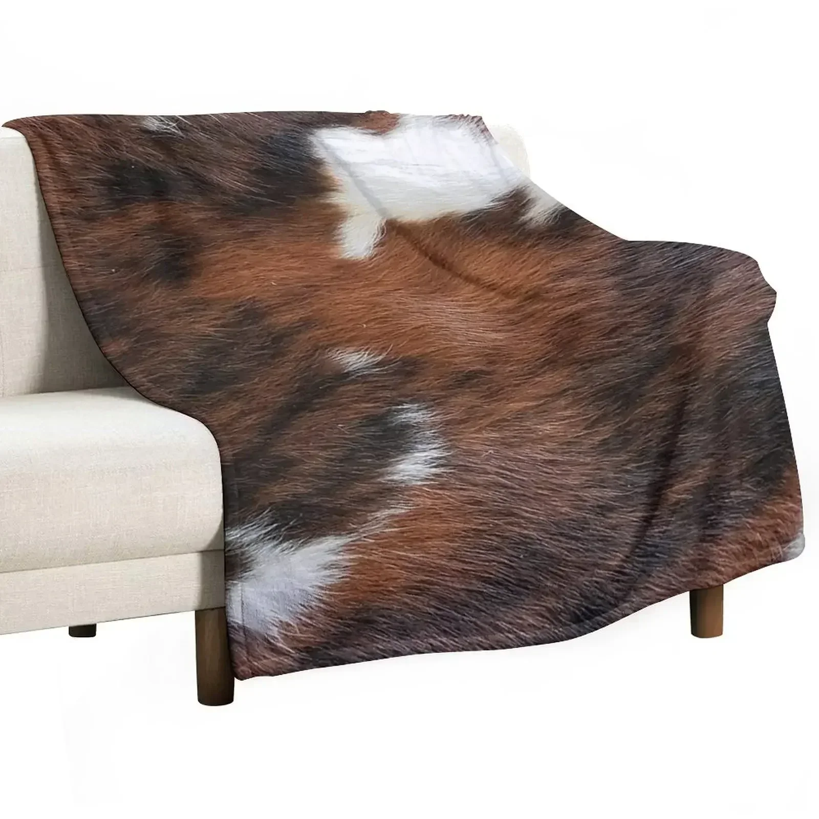 

Cow Hide Brown & White Throw Blanket Warm warm for winter Heavy manga Blankets