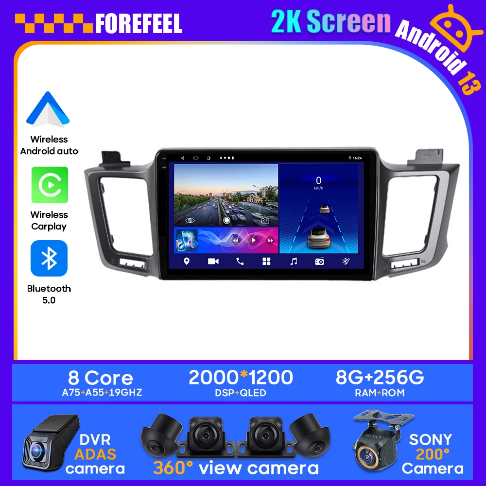 

Android Car For Toyota RAV4 4 XA40 5 XA50 2012 - 2018 DVD Carplay Auto Radio Stereo Head Unit Multimedia Player GPS Navigation