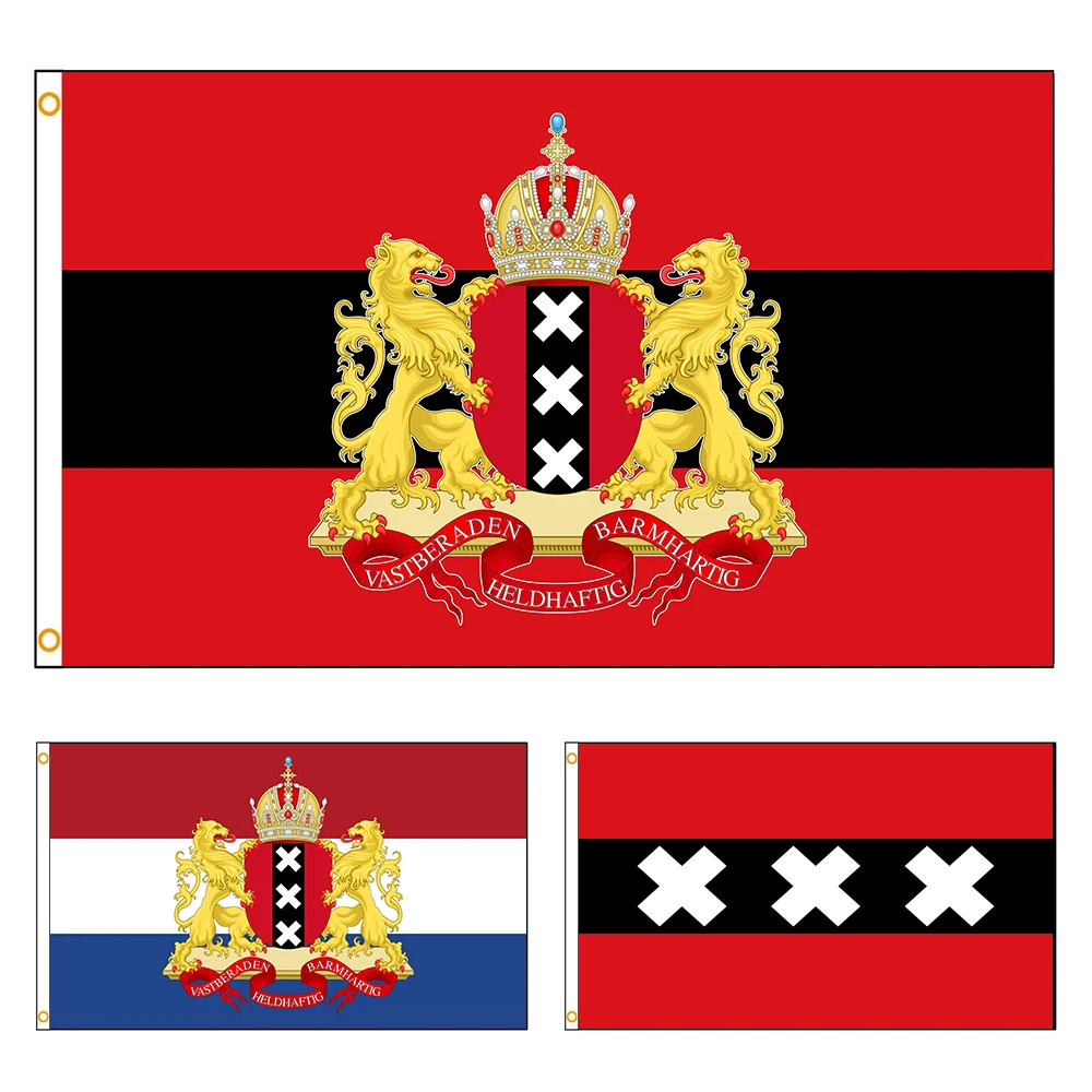 90x150cm Holland the Netherlands Amsterdam City Coat of Arms Flag Banner Decoration FLAGLAND