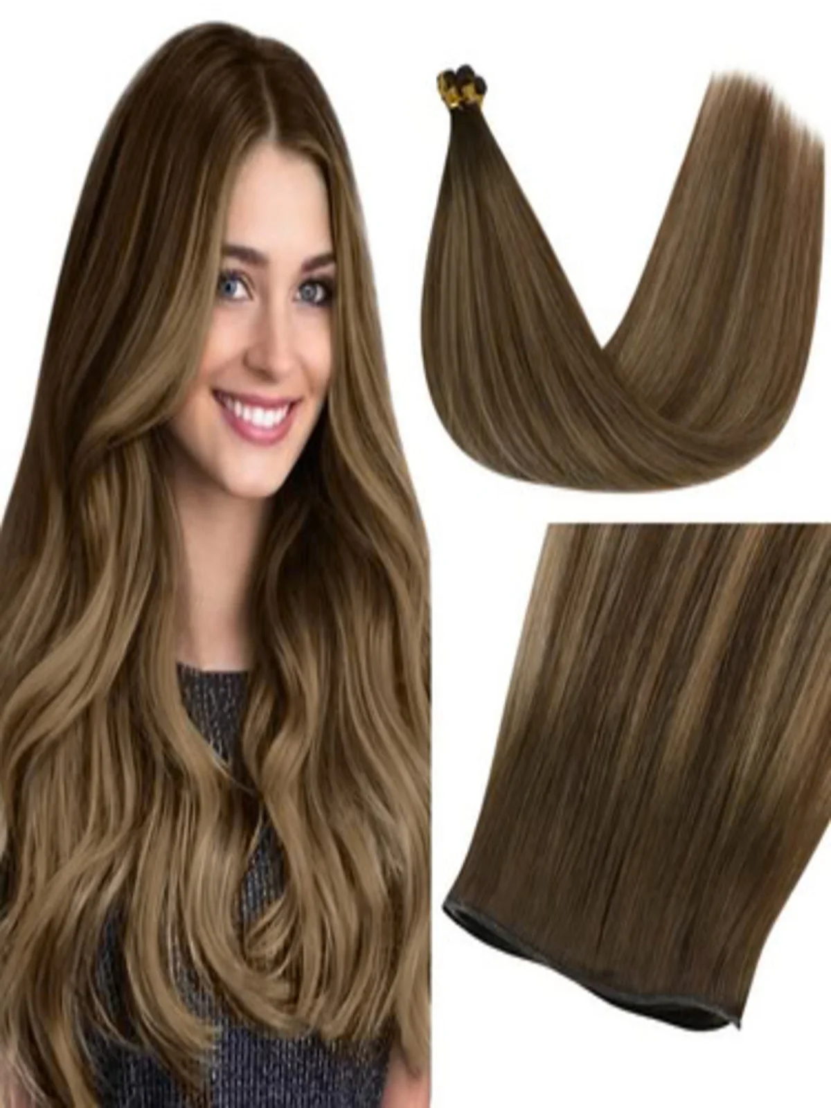 YoungSee Virgin Genius Weft Extensions Luxurious Salon Quality For Woman Invisible Genius Weft 14-24Inch 50G-100G