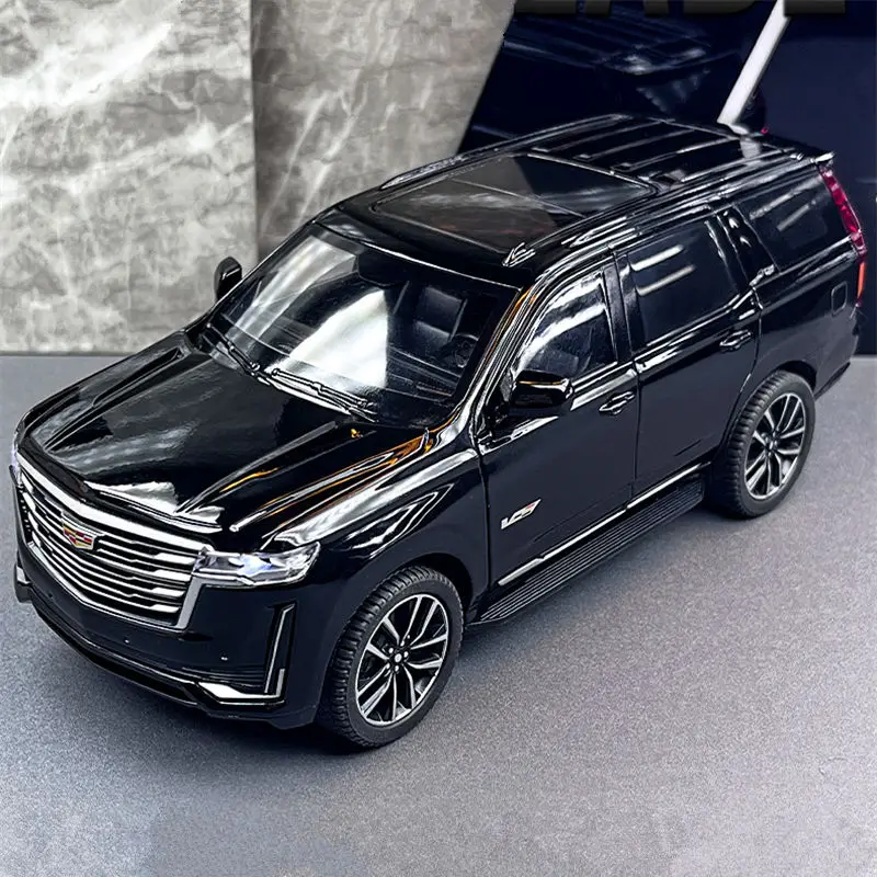 1/24 Escalade SUV Alloy Car Model Diecasts Metal Off-road Vehicles Car Model Simulation Sound and Light Collection Kids Toy Gift