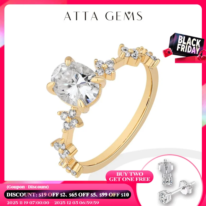 

ATTAGEMS овальная огранка 6*8 мм 1,5 карата D VVS1 кольцо с муассанитом из стерлингового серебра 925 пробы с позолотой для женщин обручальные свадебные роскошные ювелирные изделия