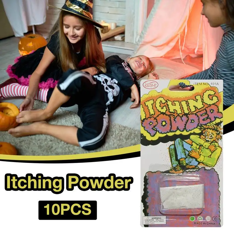 10 pçs prurido em pó engraçado piada truque magia criativo novidade gag brincadeira material festa de halloween suprimentos piada brinquedos para crianças adultos