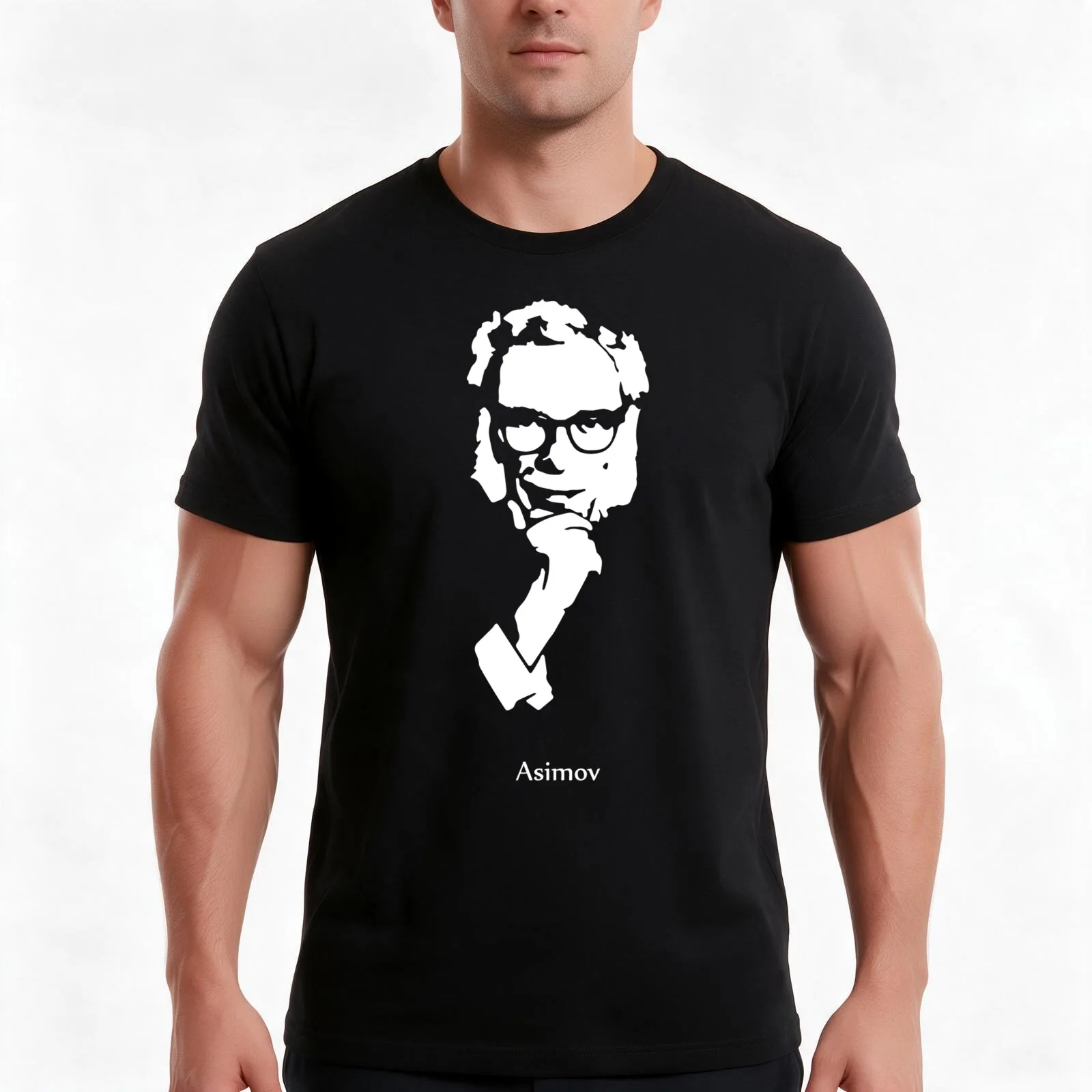 Isaac Asimov T-Shirt, Summer Casual Cotton Tee, Oversized Streetwear Tops, Vintage Graphic Print, Loose Fit Short Sleeve