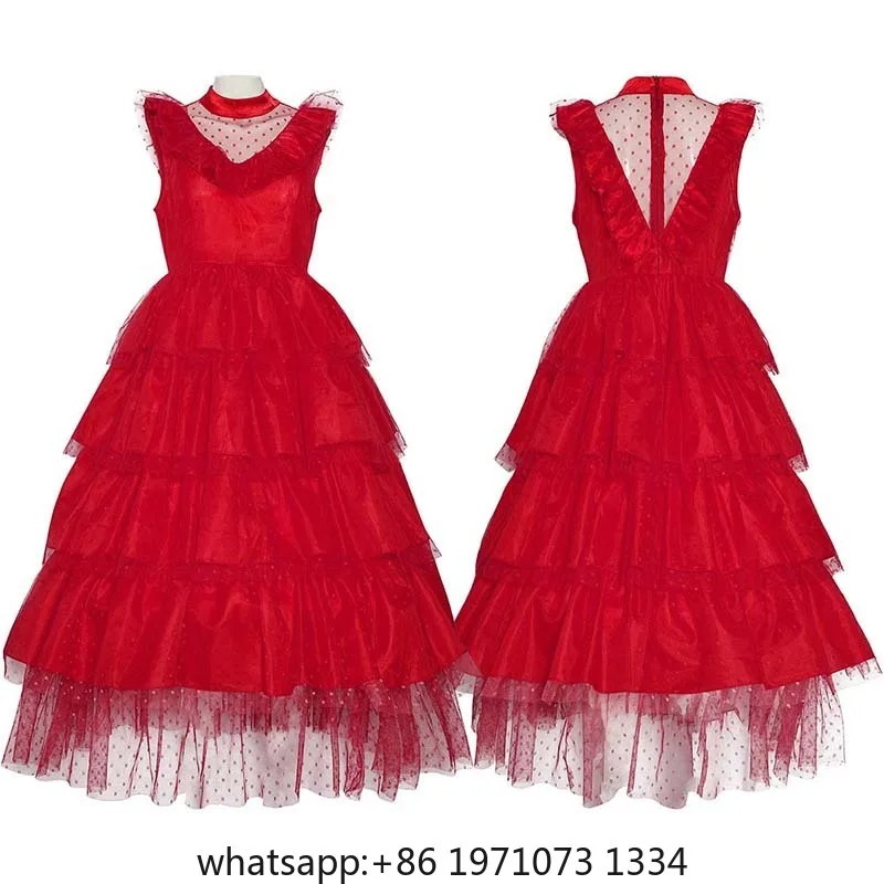 Beetle Bride Lydia Deetz Cosplay Costume Lydia Red Wedding Dress Evening Gown for Halloween Gothic Outfits