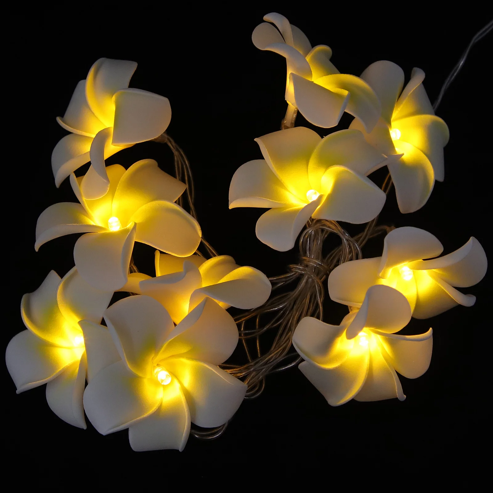 أضواء زهرة بلوميريا اصطناعية Led 1.5 متر أبيض دافئ لحفلات الزفاف وأعياد الميلاد ديكور فندق المرحلة الديكور بلوميريا #4