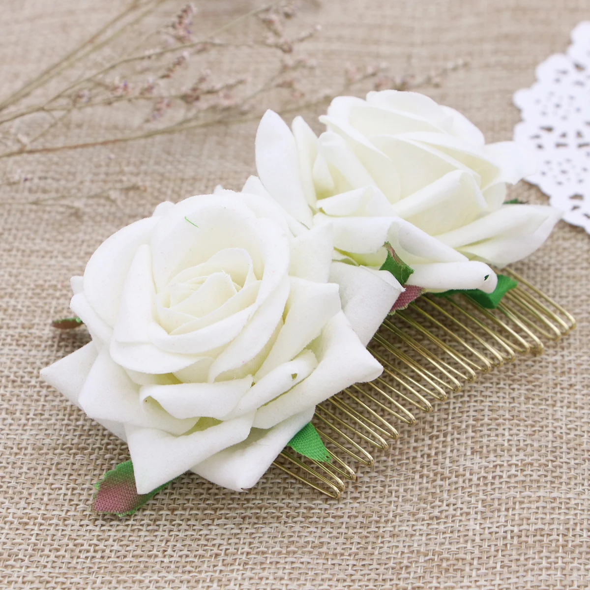 

Floral Floral Hair Accessories Rose Wedding Brides Party Tropical Bridal Clips Hair Styling Aid Rose Flower Comb Durable
