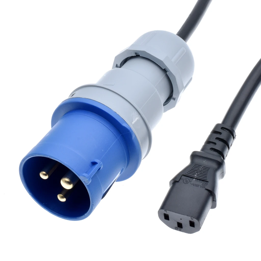 IEC309 332P6 to IEC320 C13 Connector Power cord,Connect Device with 14 Inlet receptacle into 31326 Outlet ,IP44,1.5mm gauge,1~2m