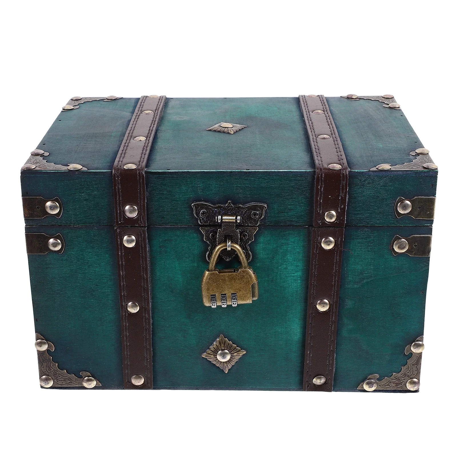 

Vintage Storage Box Jewelry Case Organizer Wooden Treasure Chest Pirate Retro Sundries