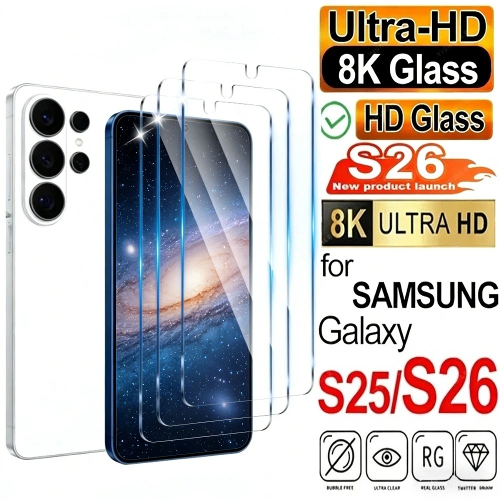 

3 шт. высокопрозрачных защитных пленок для экрана Samsung Galaxy S26 S25 S24 Ultra S23 S22 S21 Plus S25 S24 FE, закаленное стекло с защитой от царапин