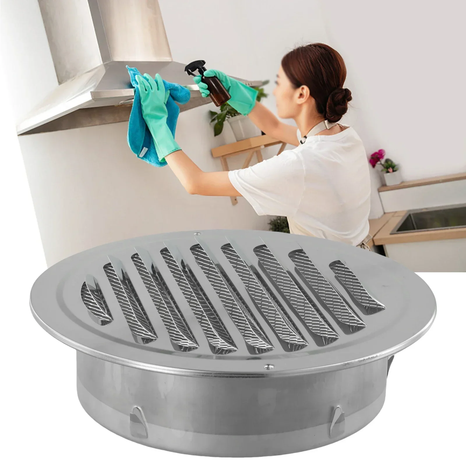 70-300mm Round Stainless Steel Vent Grille Exterior Wall Duct Ventilation Tool External Wall Windproof Cover Exhaust Fan