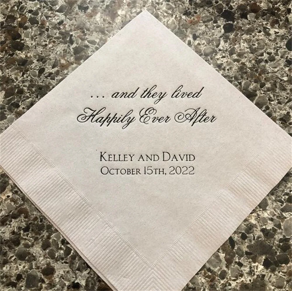 Happily Ever After Cinderella Wedding Napkins Personalized Set of 100 Fairy Tale Fairytale Cocktail Reception