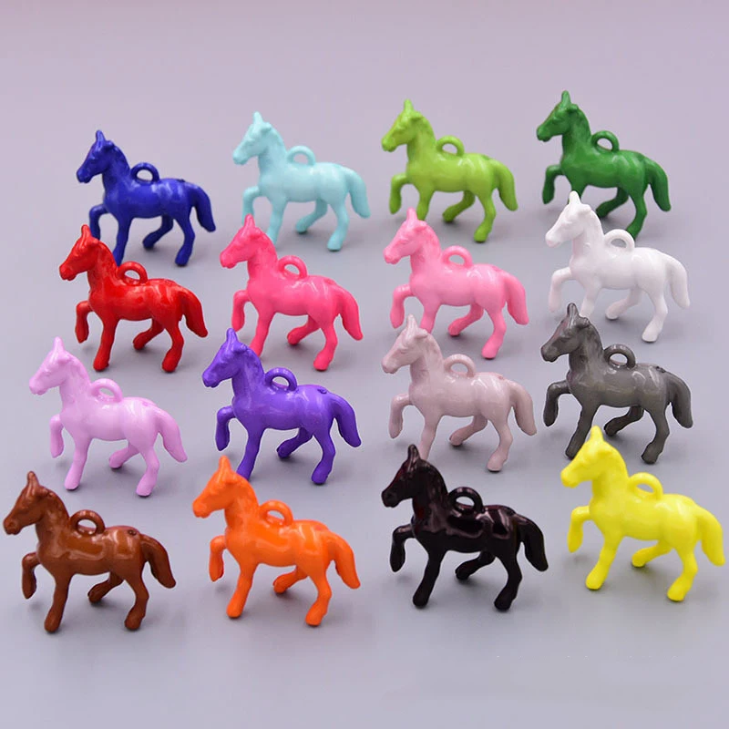 10Pcs DIY Anschaulich Bunte Pferde Charms Pendent für Machen Niedlichen Ohrringe Anhänger Halsketten Schmuck Finden Zubehör 42*40MM