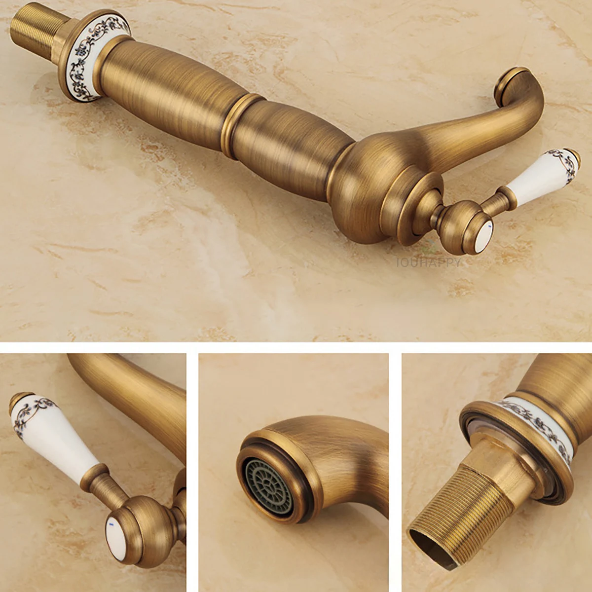 Antique Sink Faucets Deck Mounted Basin Mixer Tap Single Handle Hand Washbasin Faucets Kitchen Water Tap Bathroom Accessories