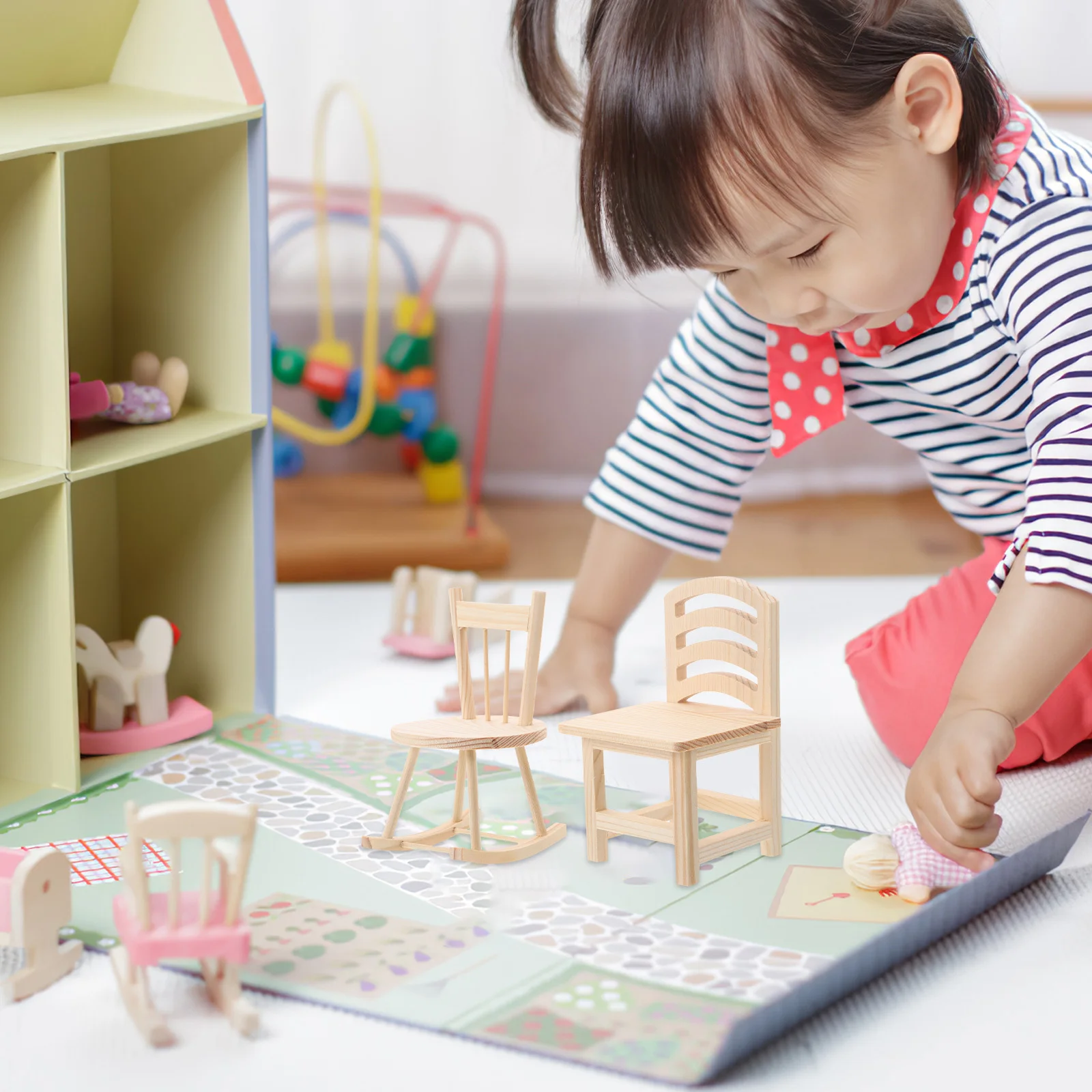 2 個ミニ木製ロッキングチェア DIY キット子供のための創造性細かい運動能力教育ツールホームスクールの装飾