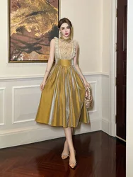 Summer New Women's French Age-Reducing Elegant Doll Collar Flying Sleeves Waist A-Line Hem Dress