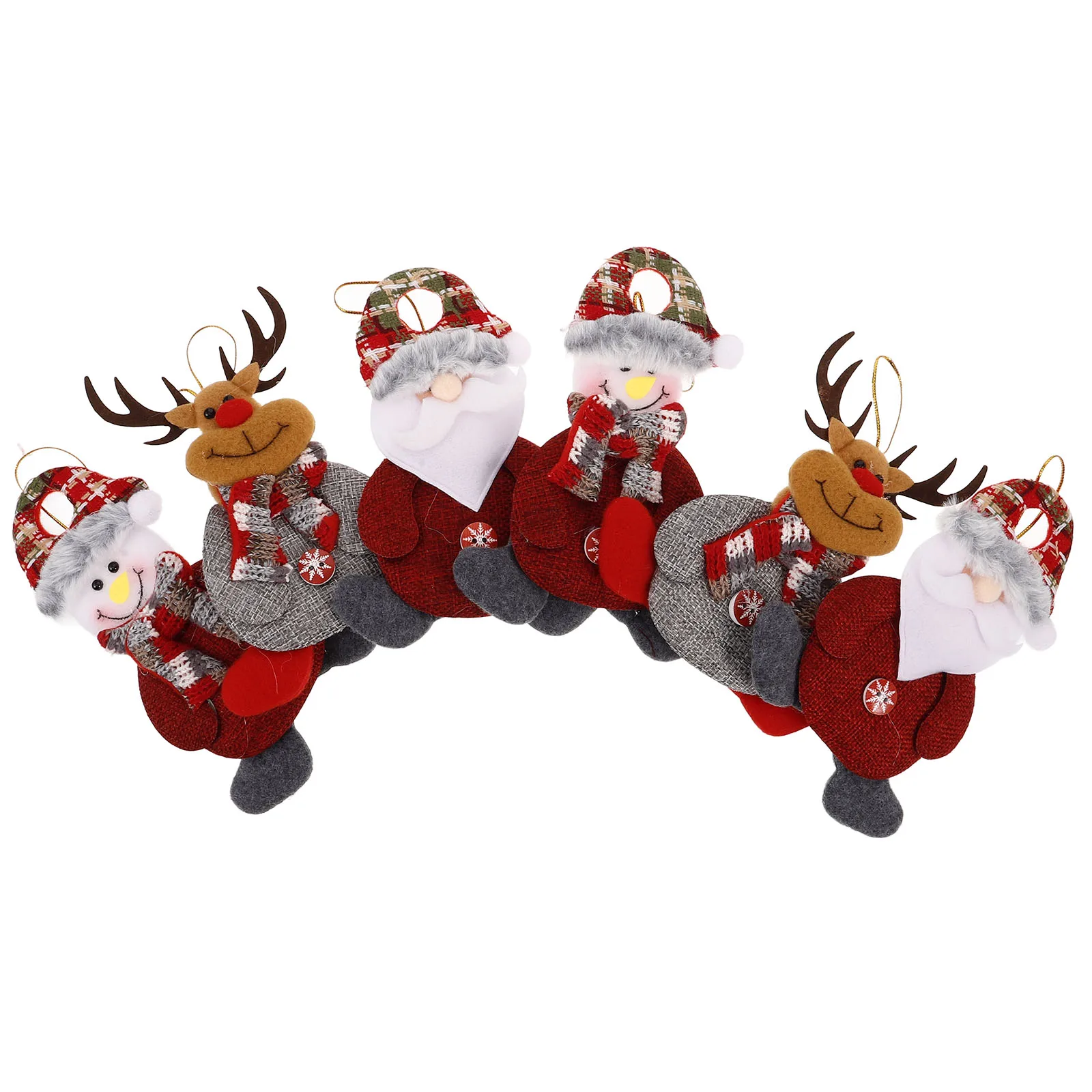 

6pcs Car Pendant Decorations Fabric Holiday Snowman Ornaments Xmas Hanging Accessories Festive Party Supplies Vehicle Interior